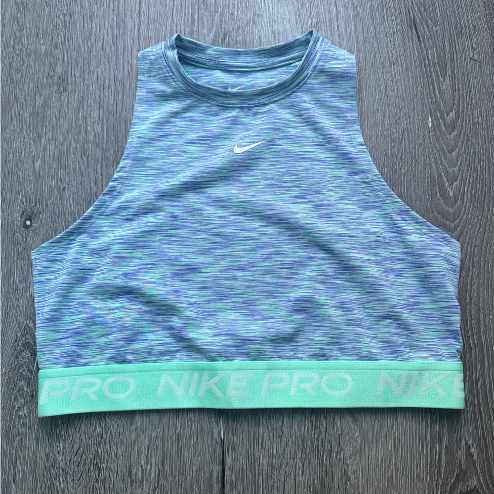 Nike Pro Dri-Fit Crop Tank Medium Blue Green Athletic Training Top